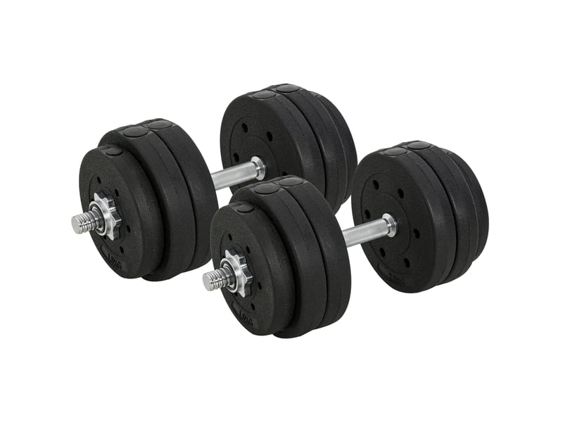  Set d'haltères réglables 30 kg 43x18x7,5 cm – noir – barres de connexion et disques inclus  - Conforama A