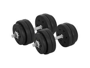 Set d'haltères réglables 30 kg 43x18x7,5 cm – noir – barres de connexion et disques inclus