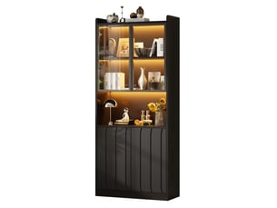 Vitrine coloris noir 5 étagère(s) TCQPZ - 80 cmx200 cm