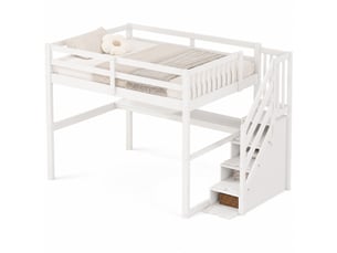 Lit mezzanine 140x200 cm <strong>STILVORA</strong>  <strong></strong> coloris blanc
