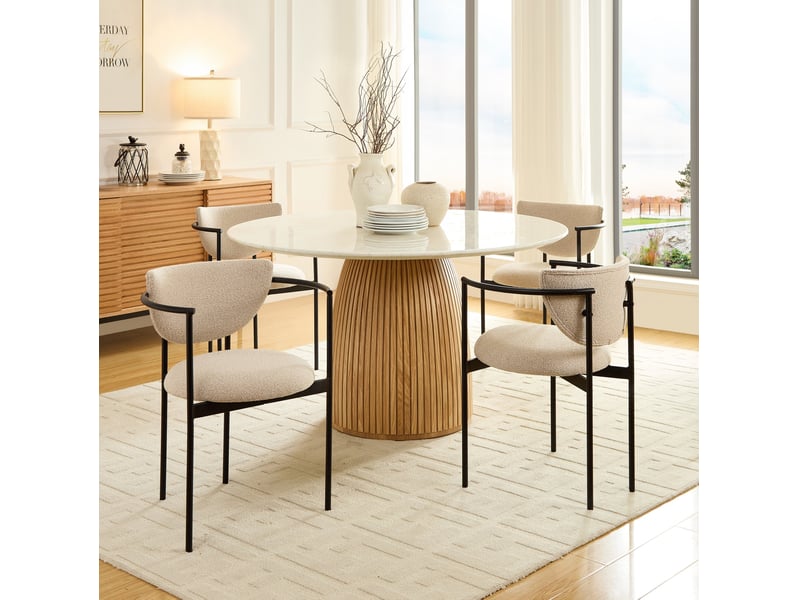 Lot de 2 chaises de salle à manger scandinaves khaki en tissu et métal  - Conforama B
