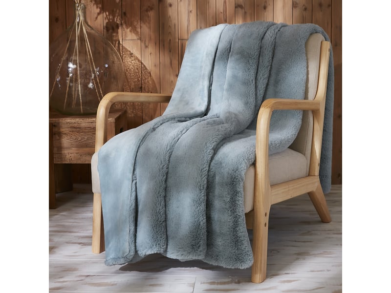  Plaid 140x200 cm polyester bleu arctique PD21791 - Conforama B