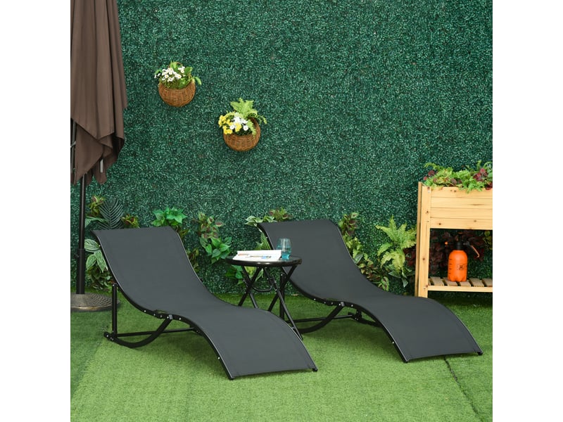  Ensemble de 2 chaises longues pliantes de jardin, en aluminium et textilène, 61 x 165 x 63 cm  - Conforama C