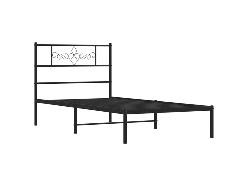  Lit simple- lit adulte -  cadre de lit métal sans matelas avec tête de lit noir 90x200 cm  - Conforama B