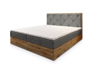 Lit avec rangement 180x200 cm <strong>MASSENO</strong> <strong></strong> coloris gris