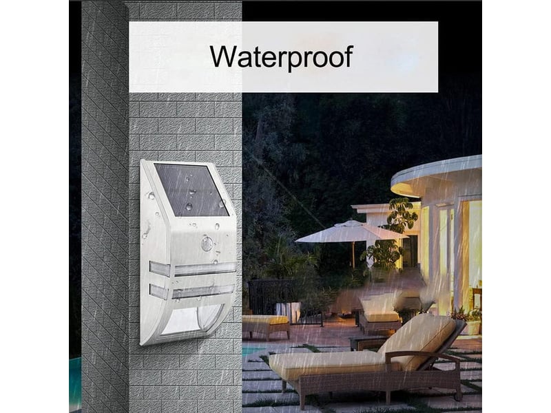  4-pack solar extérieur sensor lights — étanche — stainless steel — extérieur wall lights — ideal pour gardens, patios, et pathways, gris  - Conforama C