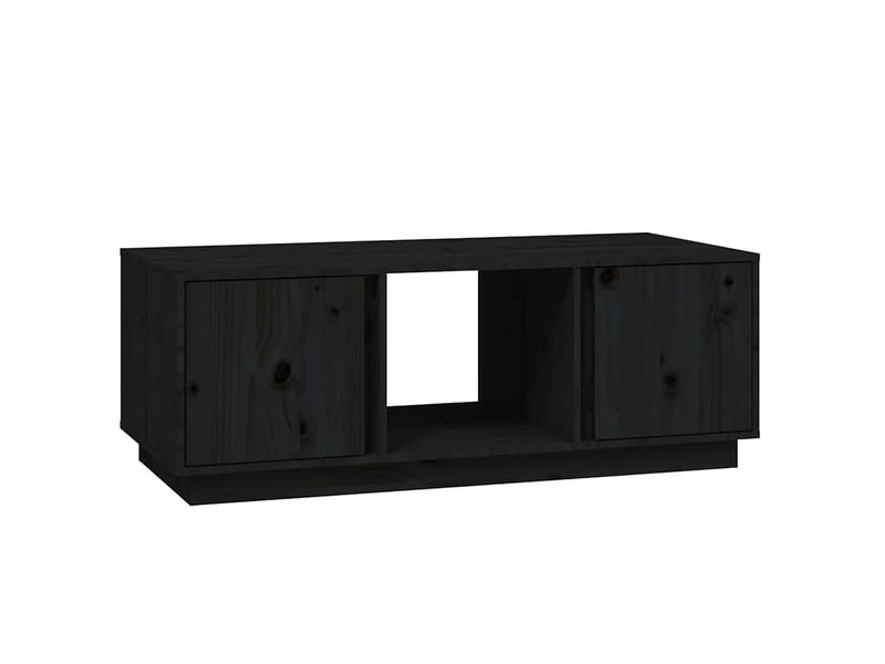  Table basse - table de salon - table à thé noir 110x50x40 cm bois massif de pin  - Conforama A