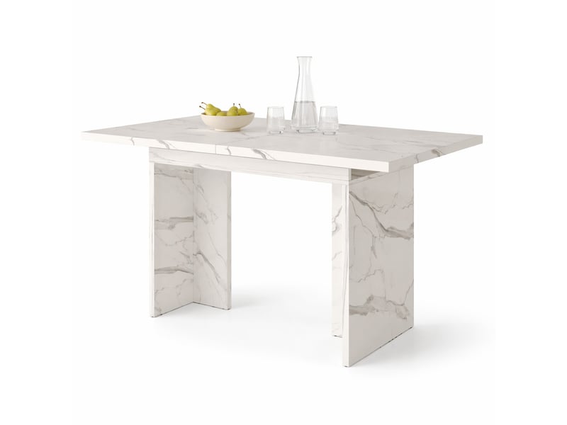 Table à manger extensible, 140-180x80x75 cm, 6-8 places plateau 30, plateau en mdf, repas, pratique, mdf, coloris blanc - Conforama A