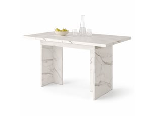 Table à manger extensible, 140-180x80x75 cm, 6-8 places plateau 30, plateau en mdf, repas, pratique, mdf, coloris blanc