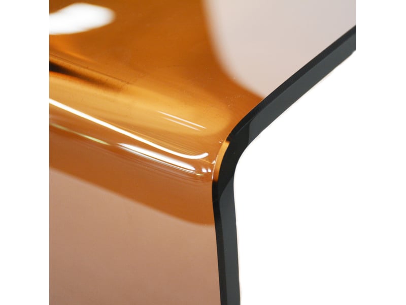  Table basse en verre trempé courbé 100x50x35 cm – marron transparent – design moderne facile à entretenir  - Conforama E