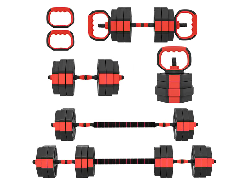  Ensemble d'haltères 6 en 1, réglables jusqu'à 25 kg, pour l'entraînement musculaire à domicile  - Conforama B