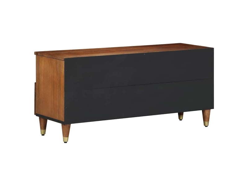  Meuble tv - banc tv - meuble de rangement marron miel 100 x 33 x 46 cm bois de mangue massif  - Conforama E