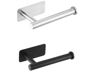 Enowelir porte papier toilette mural 2 pièces support adhésif carré sans poinçonnage argent noir 16 cm