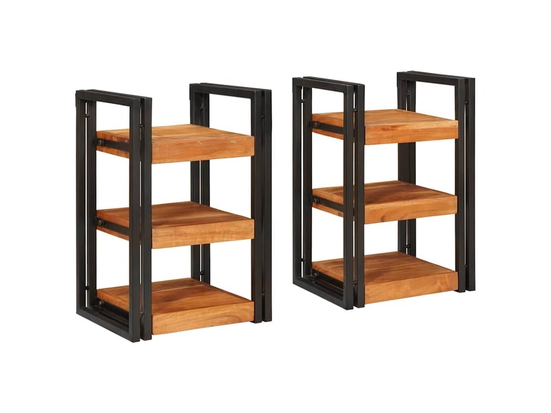 Vidaxl lot 2 tables de chevet marron noir bois acacia massif meuble rangement 38x33x58 cm chambre - Conforama B