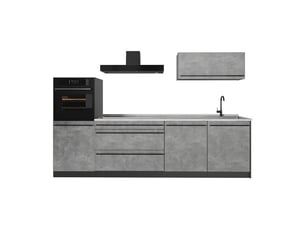 Vicco cuisine, bétonanthracite, 280cm plan de travail marbre