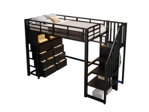 Lit mezzanine 90x200 cm MODFU   coloris noir