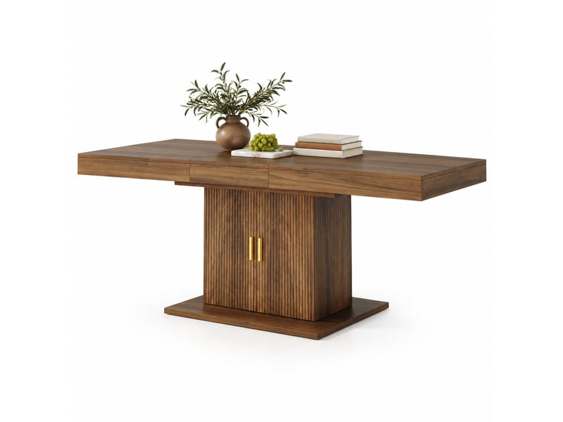  Table à manger extensible,140-180x90x75,2 cm,avec rangement,mdf,marron  - Conforama A