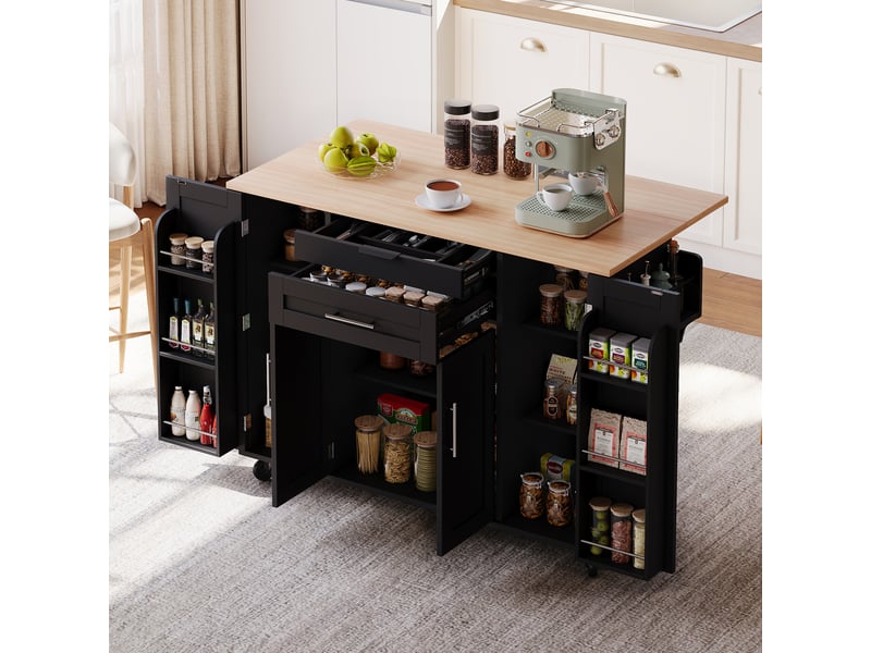  Desserte 4 portes 2 tiroirs coloris noir mdf desserte noir - Conforama E