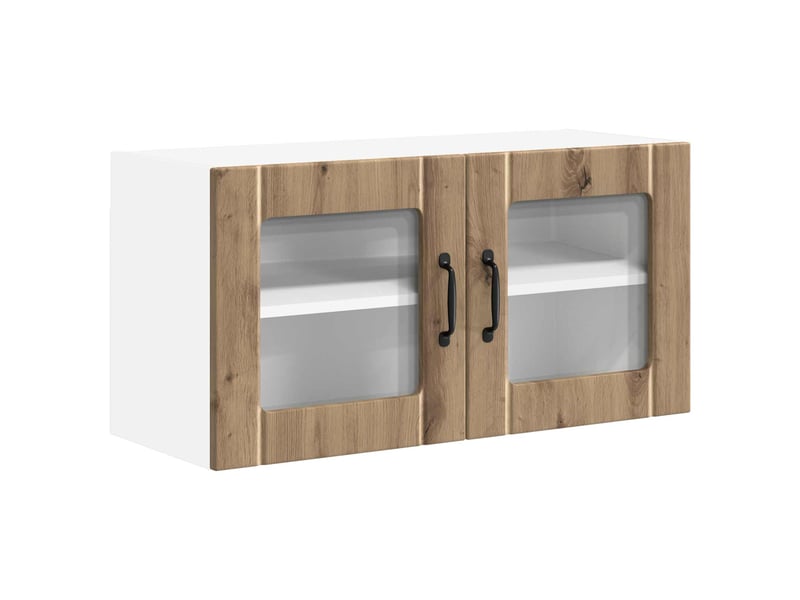 Meuble mural de cuisine, cabinet en verre mural chêne artisanal 80x31x40cm shl1376 - Conforama A