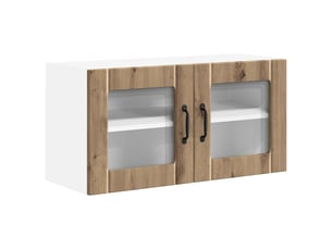 Meuble mural de cuisine, cabinet en verre mural chêne artisanal 80x31x40cm shl1376