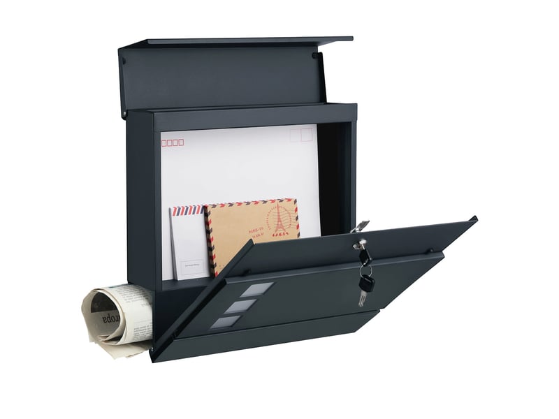  Boîte aux lettres moderne avec porte-journaux couvercle verrouillable facile à installer gris anthracite 12_0004393  - Conforama B