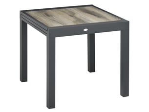 Table de jardin extensible pour 6 personnes en plastique et aluminium, 80160 x 80 x 75 cm, beige