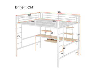Lit mezzanine 140x200 cm <strong></strong> <strong></strong> coloris blanc