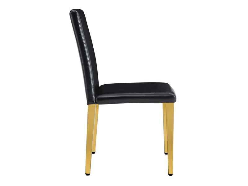  Lot de 4 chaises de salle à manger en similicuir noir et métal doré W3658P400608 - Conforama B