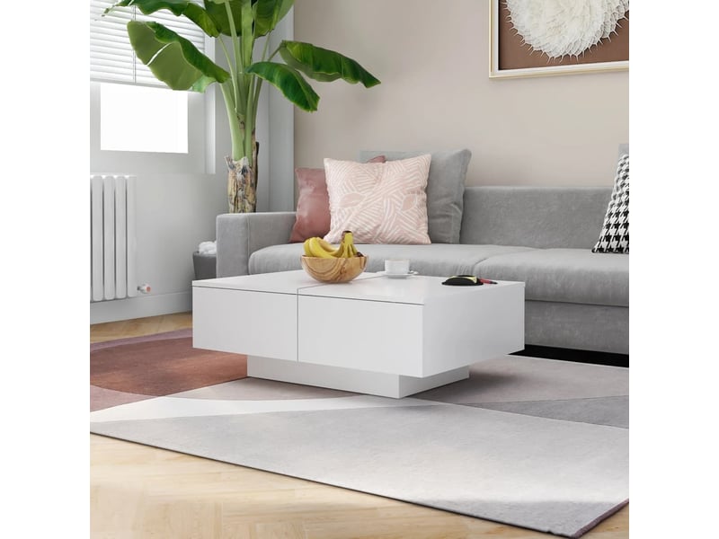  Table basse rectangulaire | table de salon blanc 90x60x31 cm aggloméré  - Conforama B