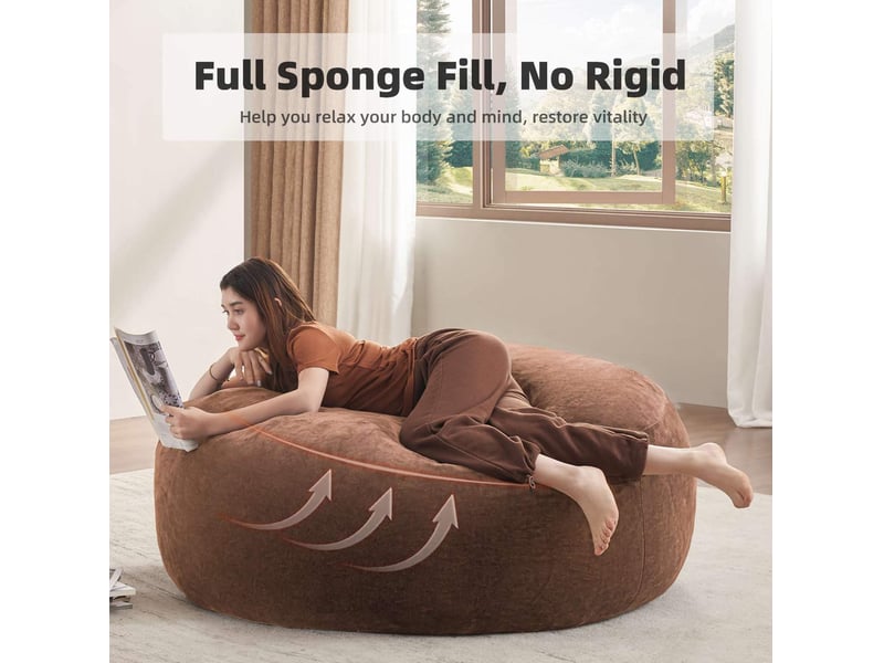  Fauteuil pouf ulevr 5ft pliable et compact, 120 x 120 x 60 cm, éponge marron café  - Conforama D