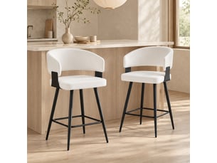 tabouret de bar <strong>STILVORA</strong> - blanc hauteur d'assise 64 cm vendu Par paire