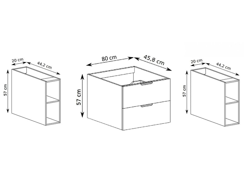  Meuble sous vasque suspendu avec 2 étagères 2t novo l.120 cm effet chêne hikora  - Conforama C