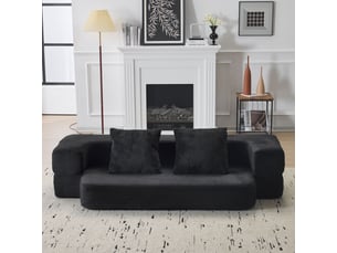 Canapé modulable noir, design moderne, double usage, sans montage, transport facile, pour salon, chambre ou entre amis
