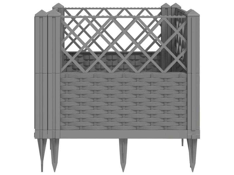  Jardinière - bac à fleurs avec piquets gris clair 43,5x43,5x43,5 cm pp  - Conforama E