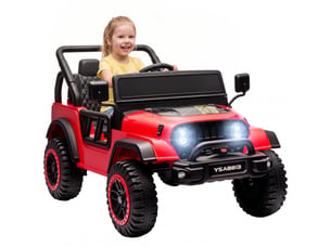 Voiture électrique tout-terrain télécommandée 12 v pour enfants, rouge