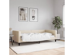 Lit adulte, lit simple, lit de repos sans matelas crème 100x200cm tissu cf19454