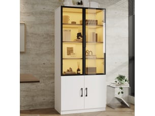Vitrine coloris blanc 3 étagère(s) HOMVRA - 60 cmx160 cm