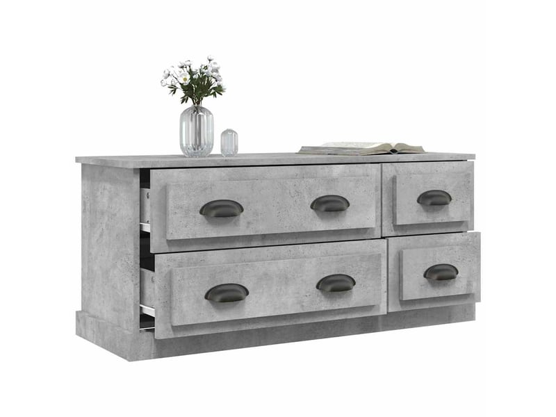  Meuble tv - banc tv - meuble de rangement gris béton 100x35,5x45 cm bois d'ingénierie  - Conforama E