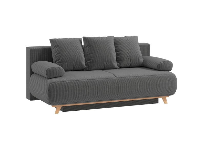 Canapé-lit tcqpz 3 places convertible avec dossier réglable et rangement 188 x 100 x 84 cm velours côtelé gris - Conforama A
