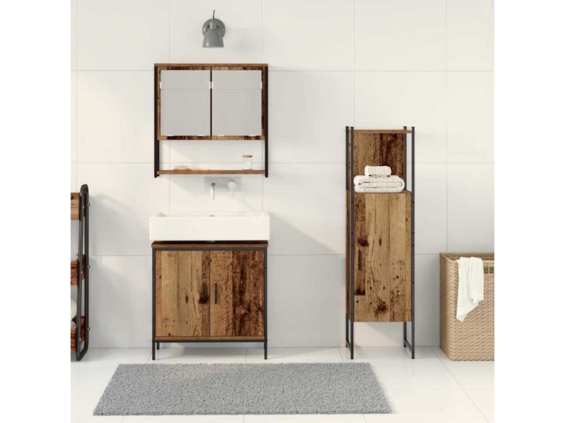  Ensemble de mobilier de salle de bain 3 pc marron cf64397  - Conforama D