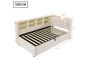 Lit simple 90x200 cm coloris beige