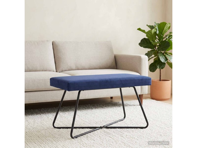  Banc, canapé 2 places bleu police 80x40x45 cm velours  - Conforama D