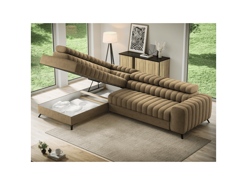 Canapé d'angle collection kanedojo coloris marron - Conforama D