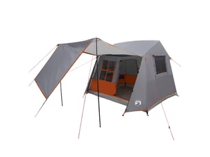 Tente tunnel, tente de camping gris et orange 275x240x200 cm