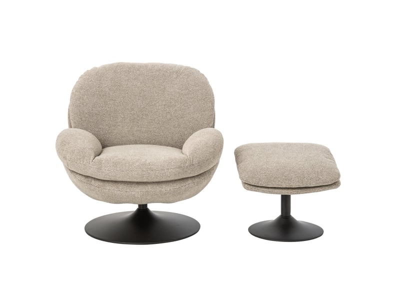  Fauteuil avec pouf repose-pieds helle 88cm beige  - Conforama B