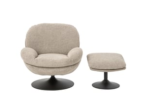 Fauteuil avec pouf repose-pieds helle 88cm beige