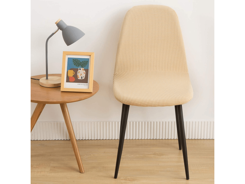  Housses de chaises de salle à manger de style nordique, housses de chaises élastiques jacquard, lot de 4 pièces, beige et jaune XLH-ZLS-009398MF - Conforama B