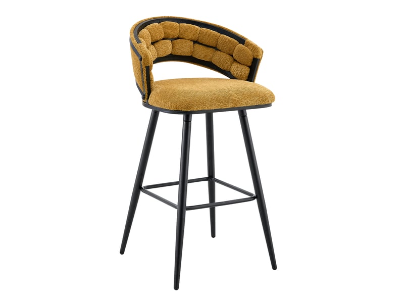  Lot de 4 tabourets de bar,avec repose-pieds,velours et métal noir,jaune  - Conforama A