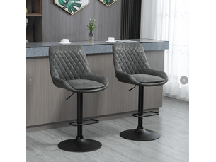 Lot de 2 tabourets de bar réglables,51x59x97-117 cm,similicuir,gris foncé