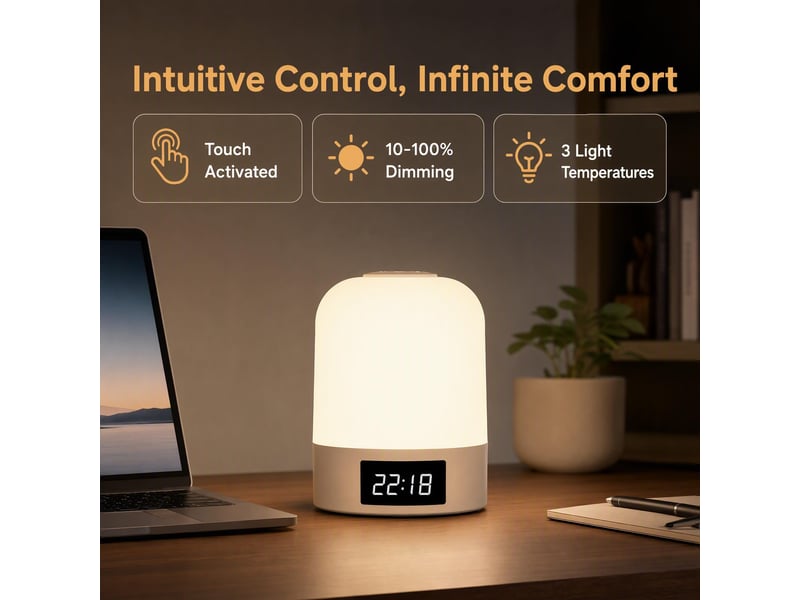 Veilleuse d'allaitement rechargeable avec horloge – lampe de chevet pour chambre de bébé-version télécommandée  - Conforama E